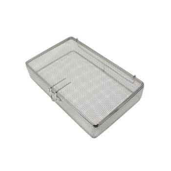 Korg trådkorg sterilisation finmaskig med lock 220x140x50mm